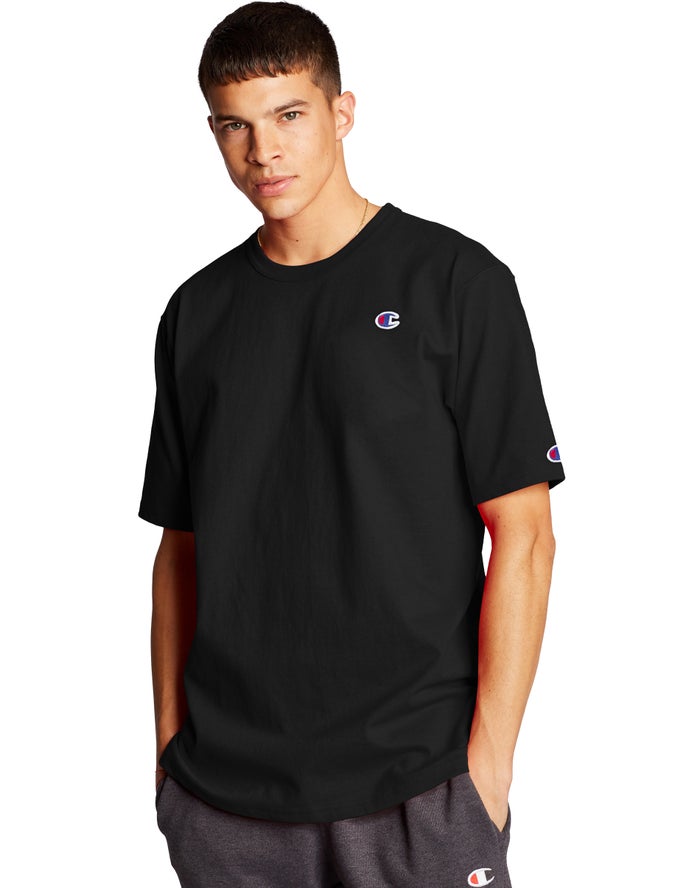 Champion T-Shirt Heren - Zwart - Heritage C Logo ( 371648-GLD )